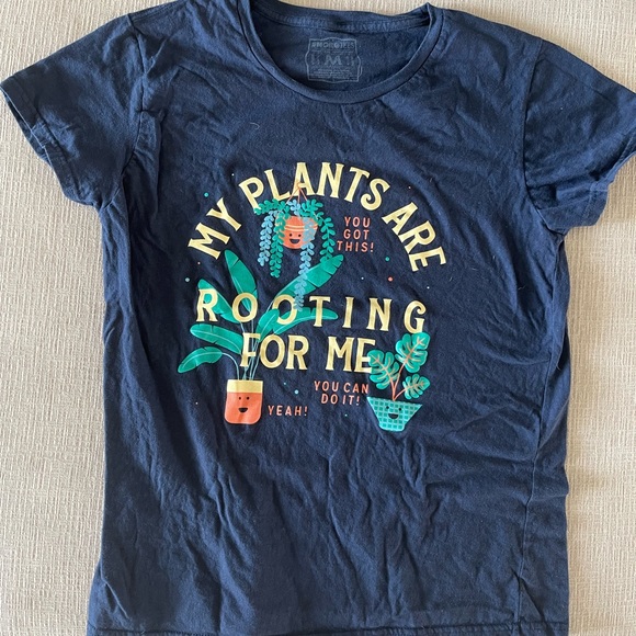 SnorgTees women’s Navy Graphic tee size Medium “My Plants are Rooting for Me” - Picture 4 of 5